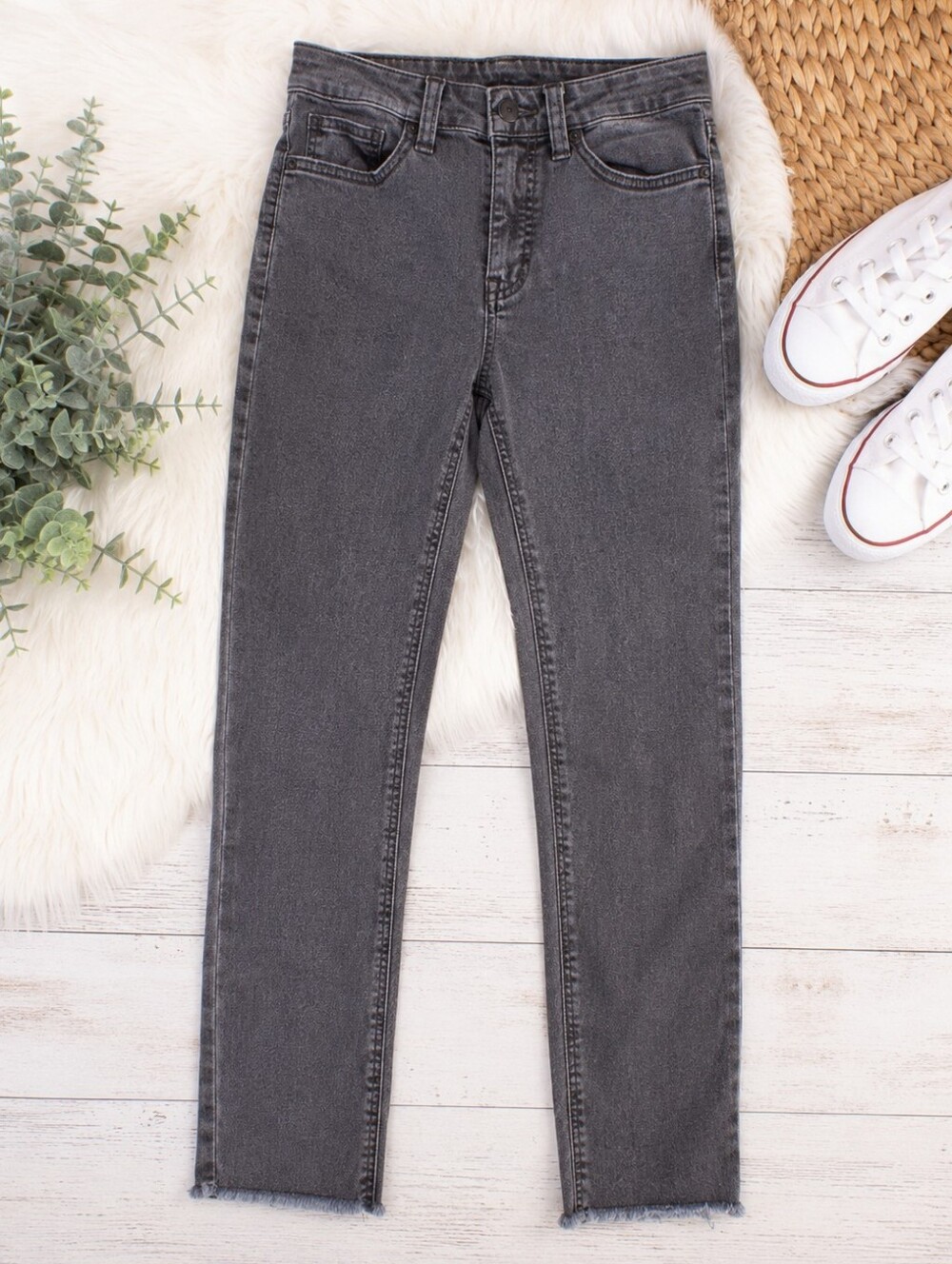 Madewell Stovepipe Jeans Frayed Hem Faded Black Size 26